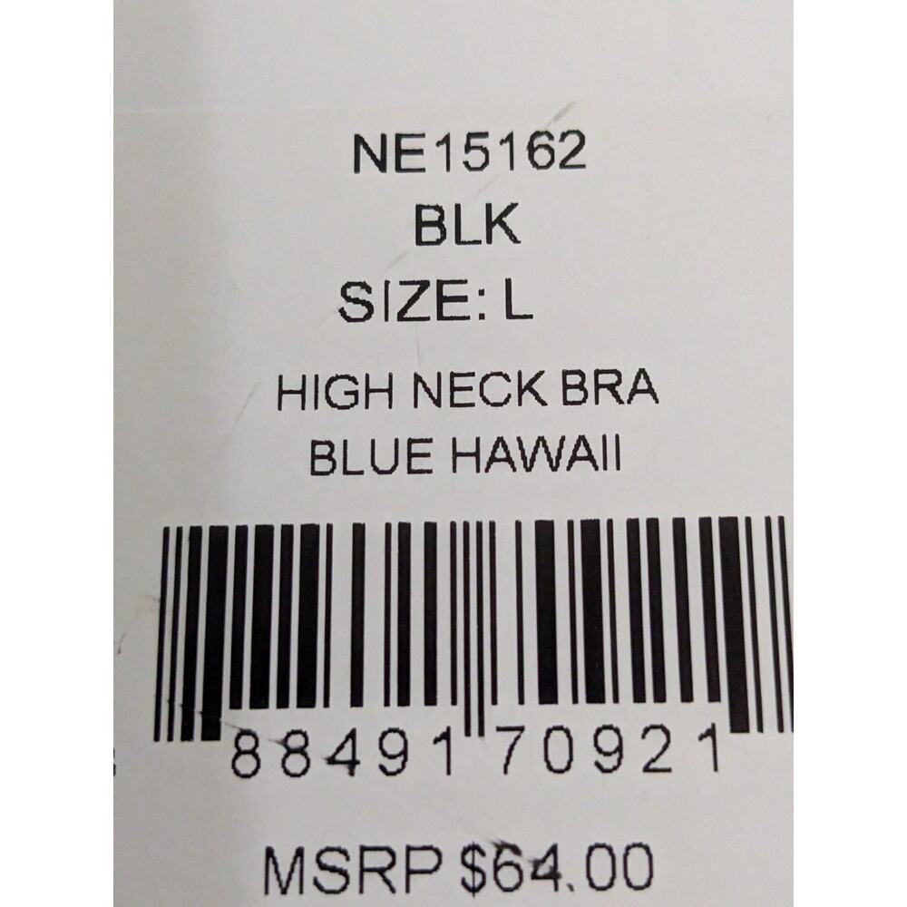 L Large Next High Neck Sports Bra Blue Hawaii Floral Flower New Nwt - Picture 6 of 6